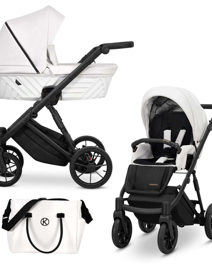 Kunert Ivento Stroller Color: Ivento Eco Leather White Pearl Frame Color: Black Frame Combo: 2 IN 1 KIDZNBABY