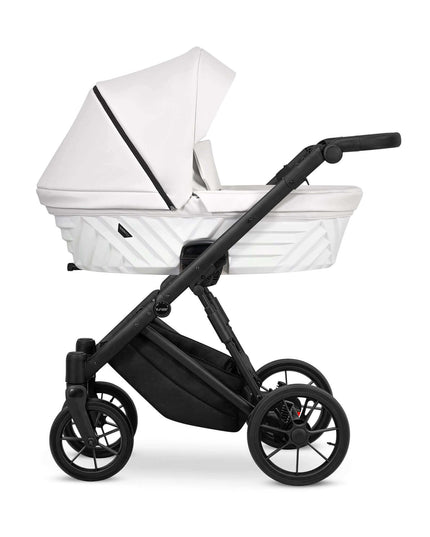 Kunert Ivento Stroller Color: Ivento Eco Leather White Pearl Frame Color: Black Frame Combo: 2 IN 1 KIDZNBABY