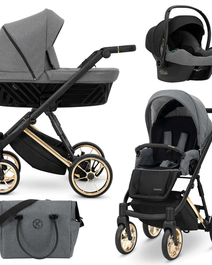 Kunert Ivento Stroller Color: Ivento Deep Graphite Frame Color: Golden Frame Combo: 3 IN 1 (Includes Car Seat) KIDZNBABY