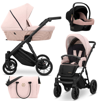 Kunert Ivento Stroller Color: Ivento Smoky Pink Frame Color: Black Frame Combo: 3 IN 1 (Includes Car Seat) KIDZNBABY