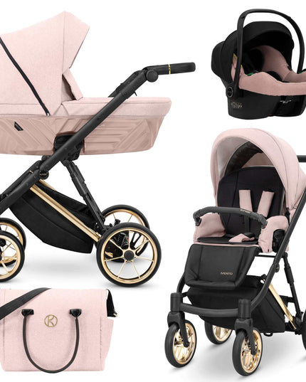 Kunert Ivento Stroller Color: Ivento Smoky Pink Frame Color: Golden Frame Combo: 3 IN 1 (Includes Car Seat) KIDZNBABY