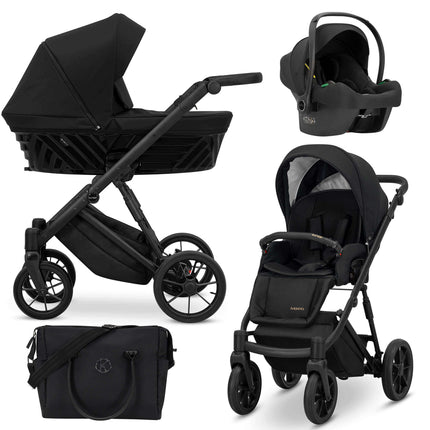 Kunert Ivento Stroller Color: Ivento Black Style Frame Color: Black Frame Combo: 3 IN 1 (Includes Car Seat) KIDZNBABY