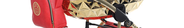 Junama Diamond Hand Craft FERO Stroller In Red + Gold