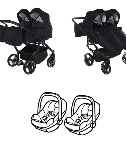side by side twin stroller with two car seats Junama DUO Stroller