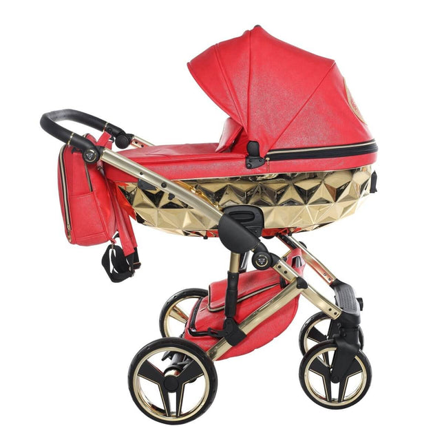 Junama Diamond Hand Craft FERO Stroller In Red + Gold