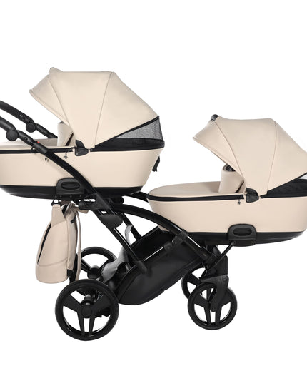 beige double stroller Junama SPACE ECO DUO SLIM Stroller
