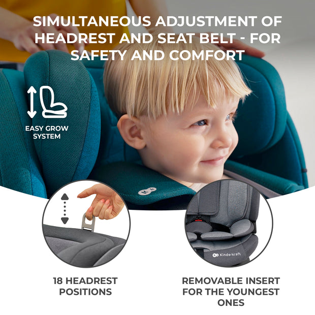 Kinderkraft Car Seat ONETO3 with 18 headrest positions and Easy Grow System