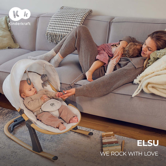 Kinderkraft ELSU Baby Bouncer in Light Grey 4