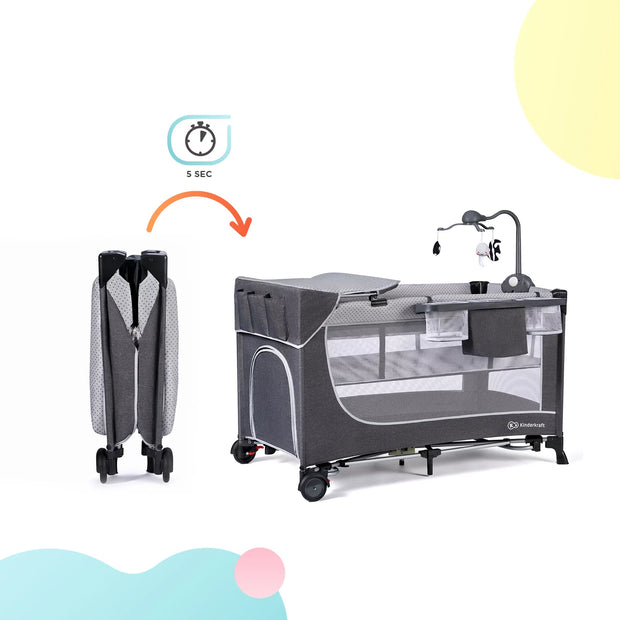 Kinderkraft LEODY Travel Cot With Accessories