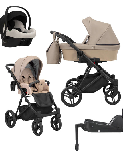 Kunert Lazzio Stroller Cappucino + Black Frame 4 IN 1 (Includes Car Seat + ISOFIX Base) 