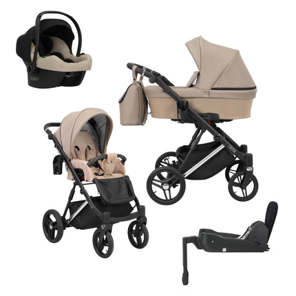Kunert Lazzio Stroller Cappucino + Silver Frame 4 IN 1 (Includes Car Seat + ISOFIX Base) 