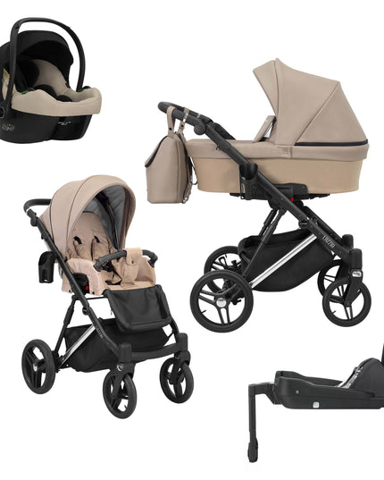 Kunert Lazzio Stroller Cappucino + Silver Frame 4 IN 1 (Includes Car Seat + ISOFIX Base) 