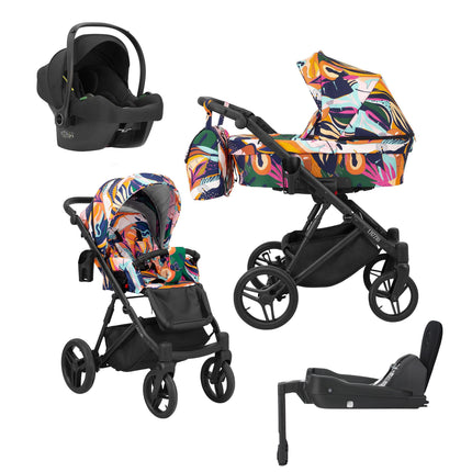 Kunert Lazzio Stroller Colorfull + Black Frame 4 IN 1 (Includes Car Seat + ISOFIX Base) 