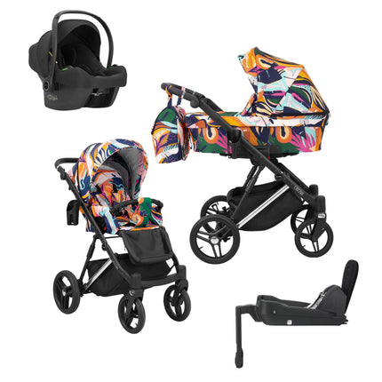 Kunert Lazzio Stroller Colorfull + Silver Frame 4 IN 1 (Includes Car Seat + ISOFIX Base) 