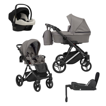 Kunert Lazzio Stroller Graphite + Silver Frame 4 IN 1 (Includes Car Seat + ISOFIX Base) 