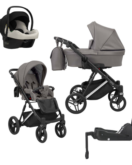 Kunert Lazzio Stroller Graphite + Silver Frame 4 IN 1 (Includes Car Seat + ISOFIX Base) 