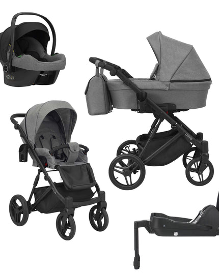 Kunert Lazzio Stroller Gray + Black Frame 4 IN 1 (Includes Car Seat + ISOFIX Base) 