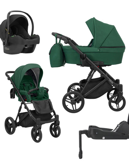 Kunert Lazzio Stroller Green + Black Frame 4 IN 1 (Includes Car Seat + ISOFIX Base) 