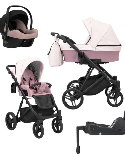 Kunert Lazzio Stroller Pink + Black Frame 4 IN 1 (Includes Car Seat + ISOFIX Base) 