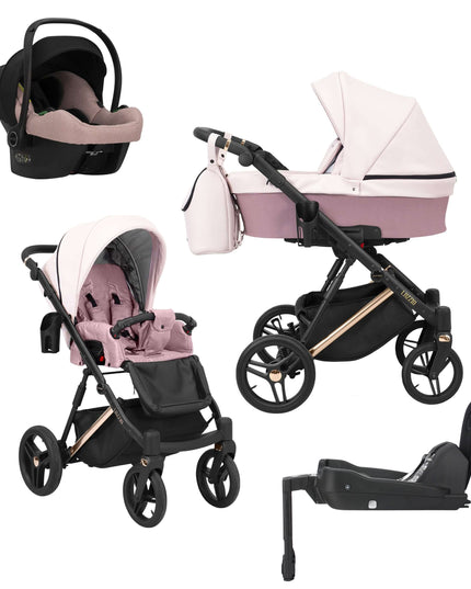 Kunert Lazzio Stroller Pink + Golden Frame 4 IN 1 (Includes Car Seat + ISOFIX Base) 