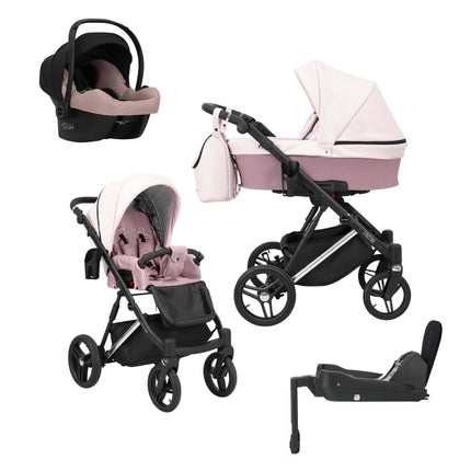 Kunert Lazzio Stroller Pink + Silver Frame 4 IN 1 (Includes Car Seat + ISOFIX Base) 