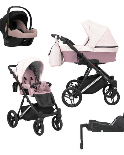 Kunert Lazzio Stroller Pink + Silver Frame 4 IN 1 (Includes Car Seat + ISOFIX Base) 