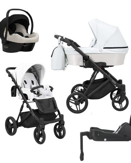 Kunert Lazzio Stroller White + Black Frame 4 IN 1 (Includes Car Seat + ISOFIX Base) 