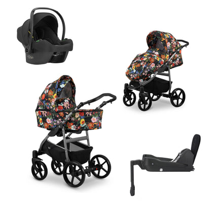Kunert Mata Flowers + Graphite Frame 4 IN 1 (Includes Car Seat + ISOFIX Base) 