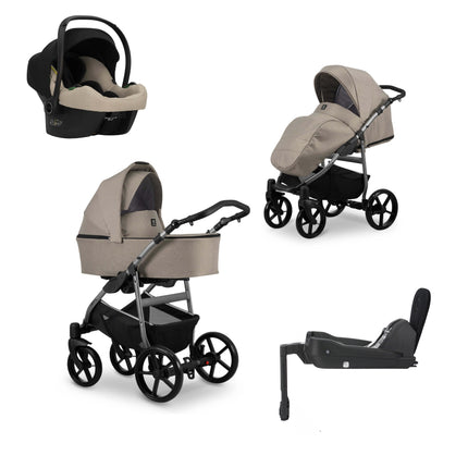 Kunert Mata Mocca + Graphite Frame 4 IN 1 (Includes Car Seat + ISOFIX Base) 