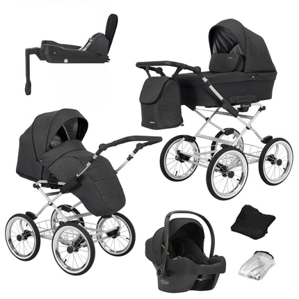 Kunert Romantic Anthracite + White Frame 4 IN 1 (Including Car Seat and ISOFIX Base))