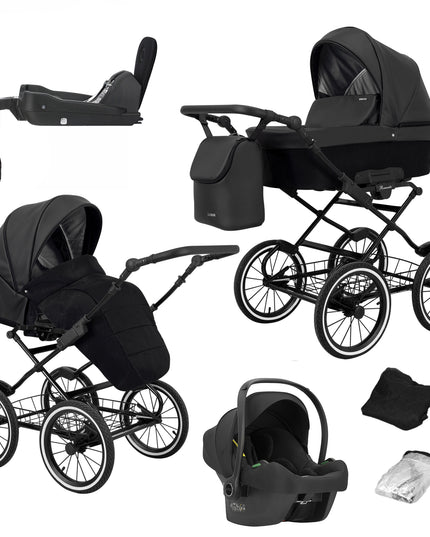 Kunert Romantic Black + Black Frame 4 IN 1 (Including Car Seat and ISOFIX Base))