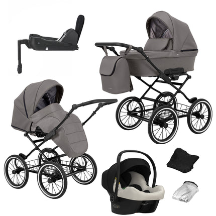 Kunert Romantic Graphite + Black Frame 4 IN 1 (Including Car Seat and ISOFIX Base)