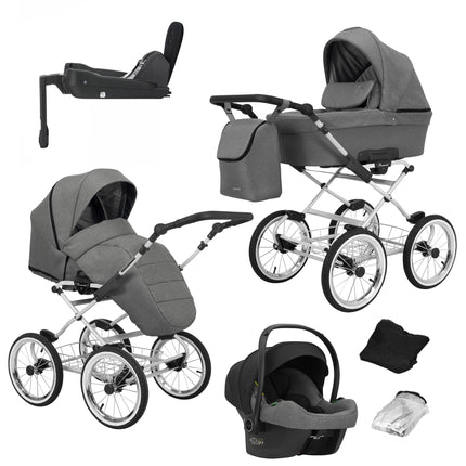 Kunert Romantic Gray + White Frame 4 IN 1 (Including Car Seat and ISOFIX Base)