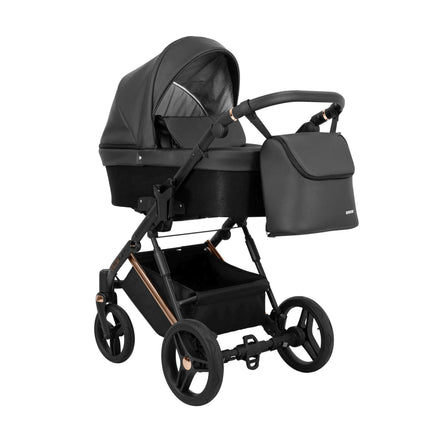 Kunert Lazzio Stroller Color: Lazzio Black Eco Leather Frame Color: Rose Golden Frame Combo: 2 IN 1 KIDZNBABY