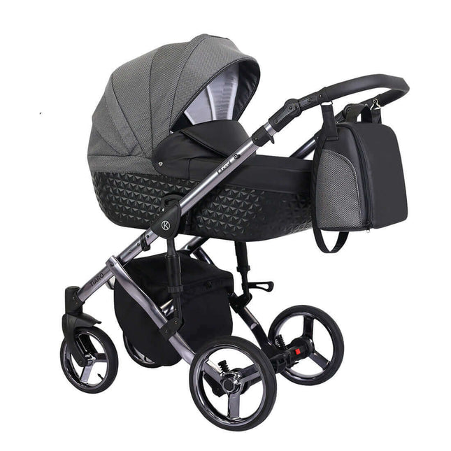 Kunert Tiaro Stroller Color: Tiaro Black + Polka Dot Frame Color: Graphite Frame Combo: 2 IN 1 KIDZNBABY