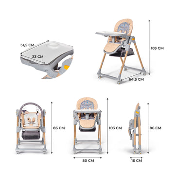 Dimensions(Height and Width) of Kinderkraft High Chair LASTREE