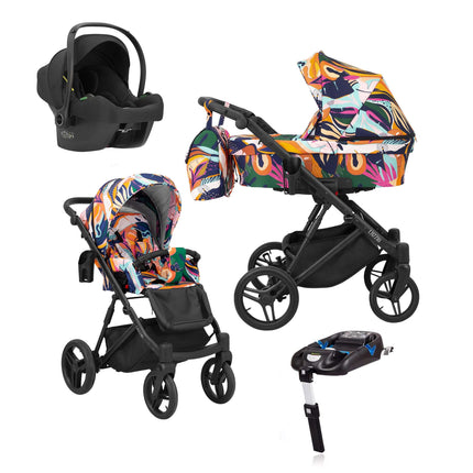 Kunert Lazzio Stroller Color: Lazzio Colorfull Frame Color: Black Frame Combo: 4 IN 1 (Includes Car Seat + ISOFIX Base) KIDZNBABY