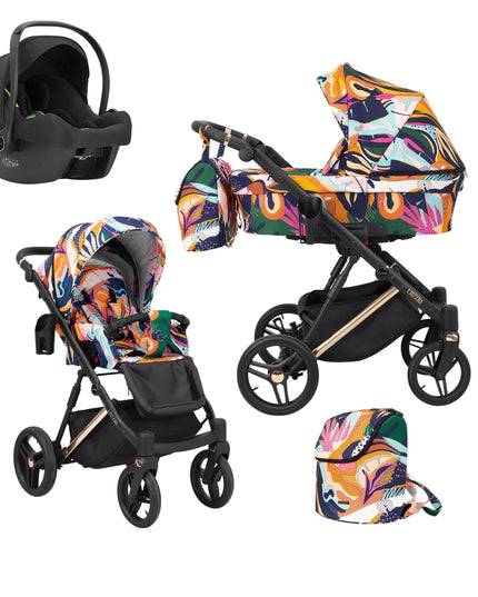 Kunert Lazzio Stroller Color: Lazzio Colorfull Frame Color: Rose Golden Frame Combo: 3 IN 1 (Includes Car Seat) KIDZNBABY