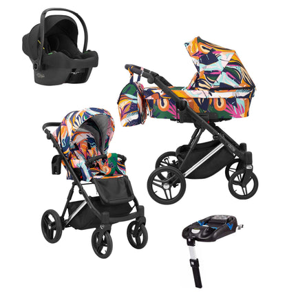 Kunert Lazzio Stroller Color: Lazzio Colorfull Frame Color: Silver Frame Combo: 4 IN 1 (Includes Car Seat + ISOFIX Base) KIDZNBABY