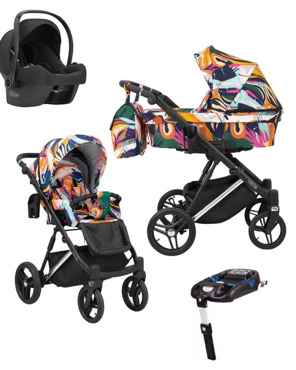 Kunert Lazzio Stroller Color: Lazzio Colorfull Frame Color: Silver Frame Combo: 4 IN 1 (Includes Car Seat + ISOFIX Base) KIDZNBABY