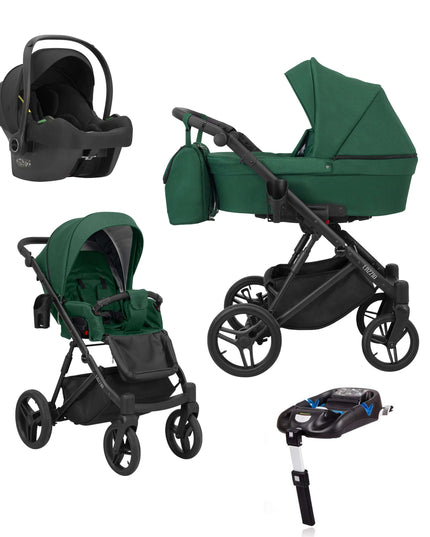 Kunert Lazzio Stroller Color: Lazzio Green Frame Color: Black Frame Combo: 4 IN 1 (Includes Car Seat + ISOFIX Base) KIDZNBABY