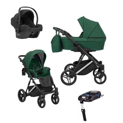 Kunert Lazzio Stroller Color: Lazzio Green Frame Color: Silver Frame Combo: 4 IN 1 (Includes Car Seat + ISOFIX Base) KIDZNBABY