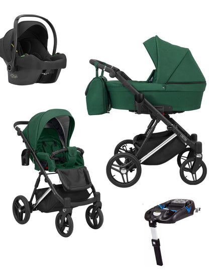 Kunert Lazzio Stroller Color: Lazzio Green Frame Color: Silver Frame Combo: 4 IN 1 (Includes Car Seat + ISOFIX Base) KIDZNBABY