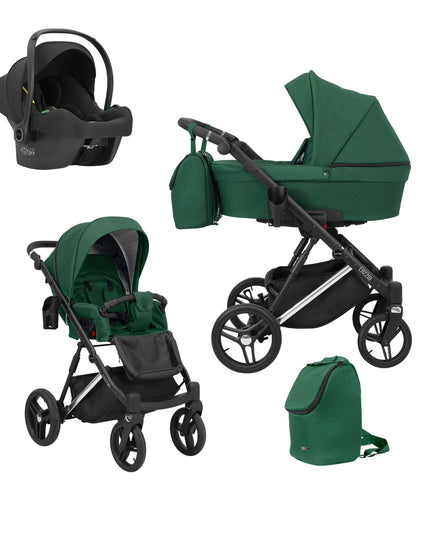 Kunert Lazzio Stroller Color: Lazzio Green Frame Color: Silver Frame Combo: 3 IN 1 (Includes Car Seat) KIDZNBABY