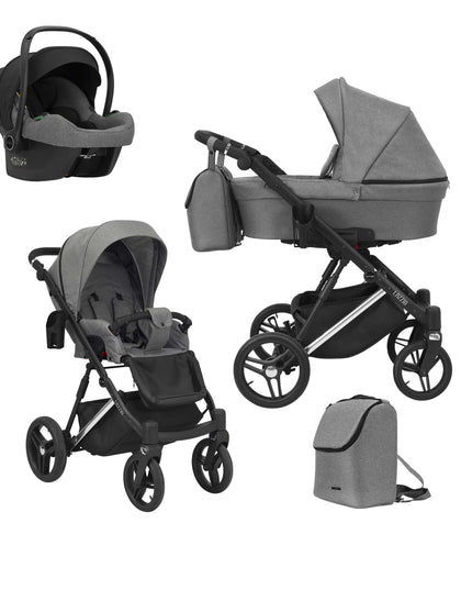 Kunert Lazzio Stroller Color: Lazzio Gray Frame Color: Silver Frame Combo: 3 IN 1 (Includes Car Seat) KIDZNBABY