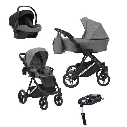 Kunert Lazzio Stroller Color: Lazzio Gray Frame Color: Silver Frame Combo: 4 IN 1 (Includes Car Seat + ISOFIX Base) KIDZNBABY