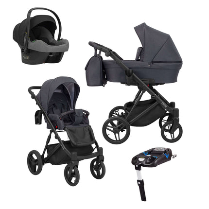 Kunert Lazzio Stroller Color: Lazzio Anthracite Frame Color: Black Frame Combo: 4 IN 1 (Includes Car Seat + ISOFIX Base) KIDZNBABY