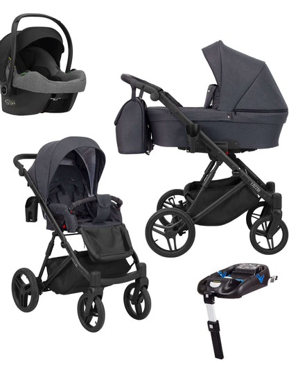 Kunert Lazzio Stroller Color: Lazzio Anthracite Frame Color: Black Frame Combo: 4 IN 1 (Includes Car Seat + ISOFIX Base) KIDZNBABY