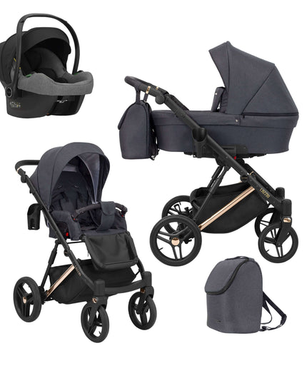 Kunert Lazzio Stroller Color: Lazzio Anthracite Frame Color: Rose Golden Frame Combo: 3 IN 1 (Includes Car Seat) KIDZNBABY