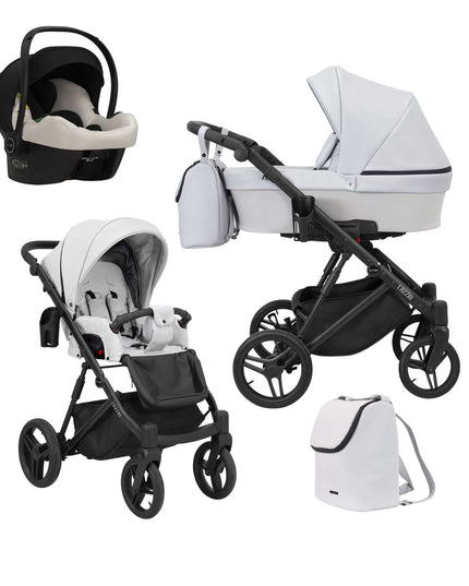 Kunert Lazzio Stroller Color: Lazzio Ash Eco Leather Frame Color: Black Frame Combo: 3 IN 1 (Includes Car Seat) KIDZNBABY